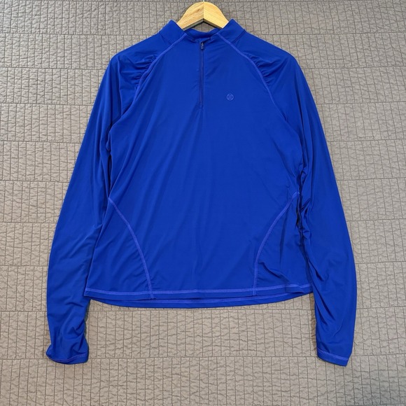 G/FORE 1/4 Zip Golf Pullover Women Large Blue Ruched Sleeves Lightweight Stretch - Picture 1 of 16
